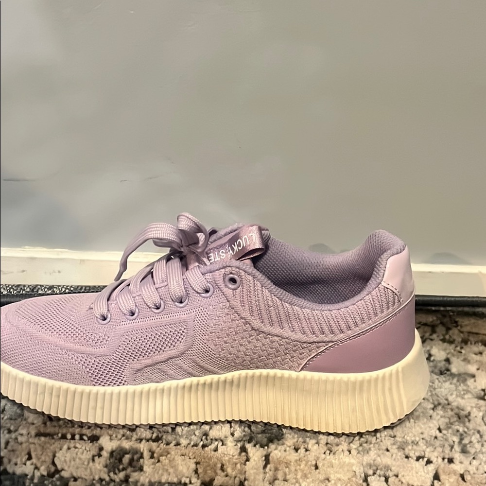 Purple Low-Top Sneakers with Suede Finish and Platform Sole - Picture 3 of 8